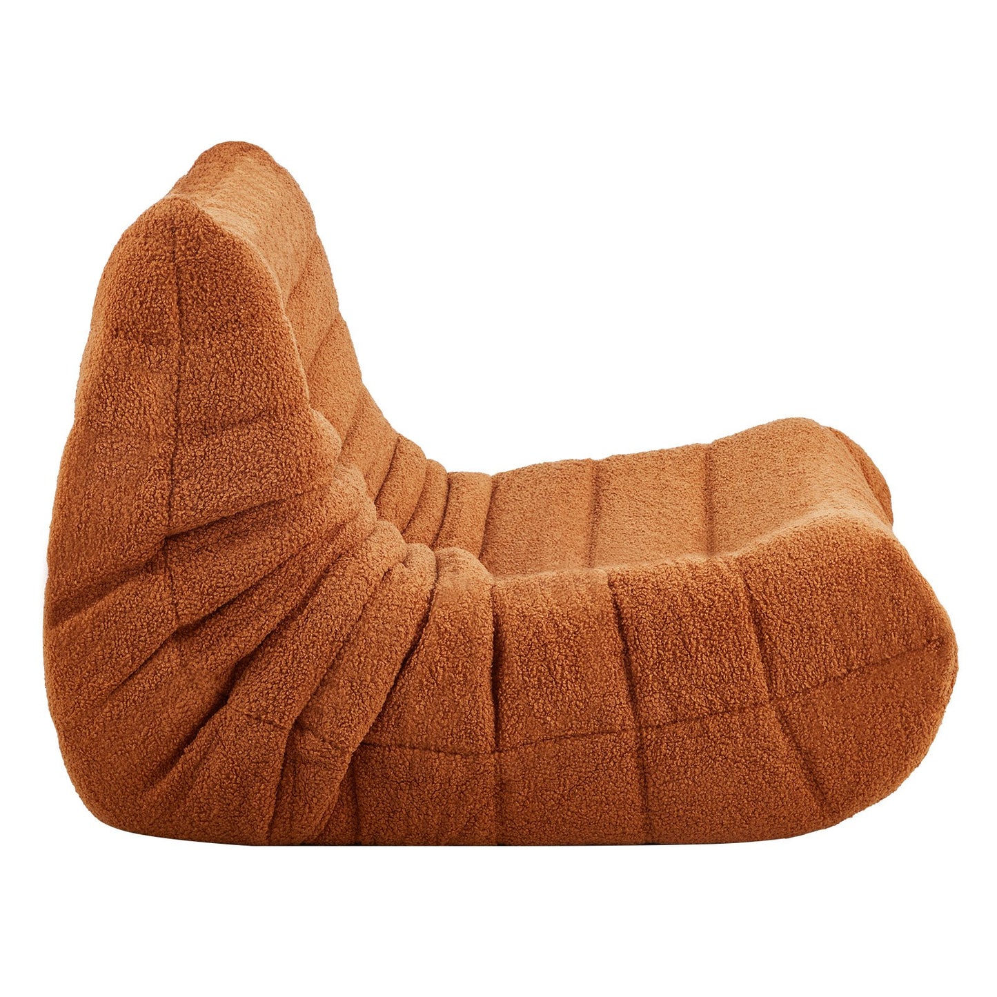 L-formad Bean Bag Stol med mjuka armstöd och förvaringsficka Brun