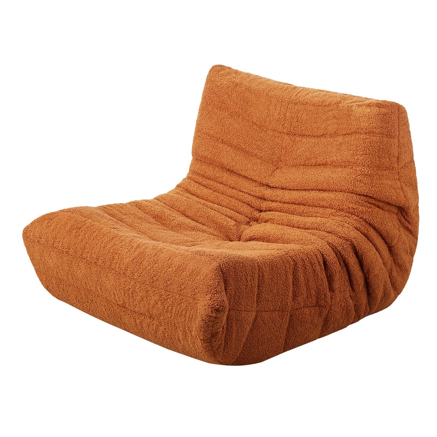 L-formad Bean Bag Stol med mjuka armstöd och förvaringsficka Brun