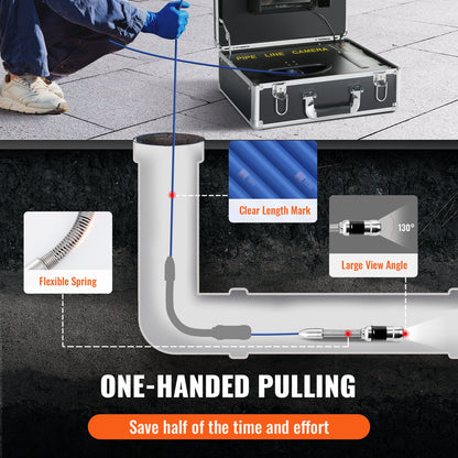 Sewer camera pipe inspection camera 7 inch screen 1000TVL camera 100 feet pipeline inspection camera with DVR function, waterproof IP68 camera with 12 adjustable LEDs, with a 16GB SD card for sewer line, home, canal drain pipe.