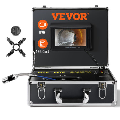 Sewer camera pipe inspection camera 7 inch screen 1000TVL camera 100 feet pipeline inspection camera with DVR function, waterproof IP68 camera with 12 adjustable LEDs, with a 16GB SD card for sewer line, home, canal drain pipe.