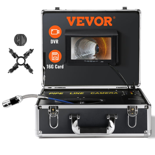 Sewer camera pipe inspection camera 7 inch screen 1000TVL camera 100 feet pipeline inspection camera with DVR function, waterproof IP68 camera with 12 adjustable LEDs, with a 16GB SD card for sewer line, home, canal drain pipe.