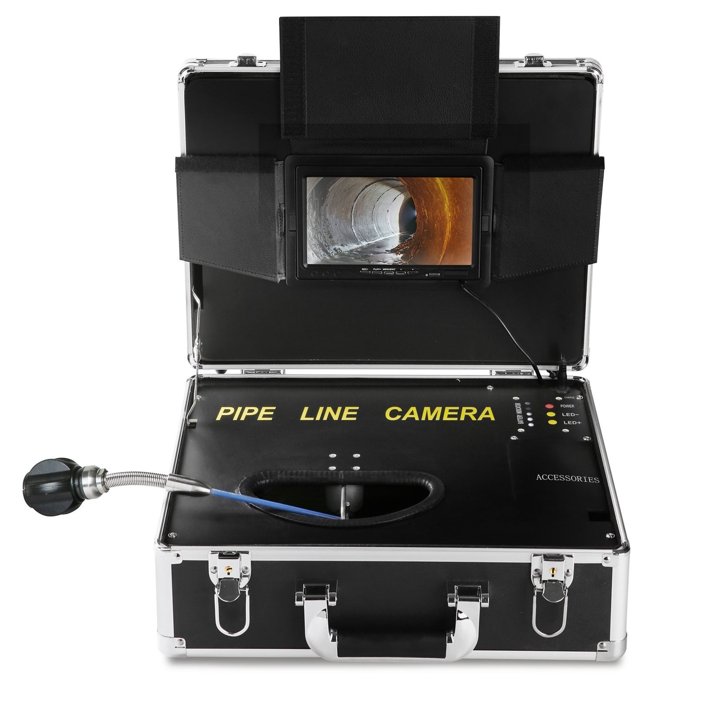 Sewer camera pipe inspection camera 7 inch screen 1000TVL camera 100 feet pipeline inspection camera with DVR function, waterproof IP68 camera with 12 adjustable LEDs, with a 16GB SD card for sewer line, home, canal drain pipe.