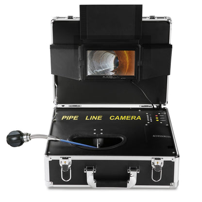 Sewer camera pipe inspection camera 7 inch screen 1000TVL camera 100 feet pipeline inspection camera with DVR function, waterproof IP68 camera with 12 adjustable LEDs, with a 16GB SD card for sewer line, home, canal drain pipe.