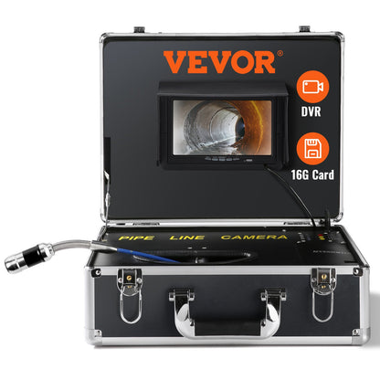Sewer camera pipe inspection camera 7 inch screen 1000TVL camera 100 feet pipeline inspection camera with DVR function, waterproof IP68 camera with 12 adjustable LEDs, with a 16GB SD card for sewer line, home, canal drain pipe.