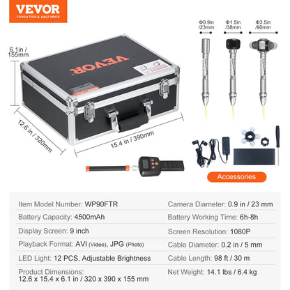 Sewer Camera 98ft Self-Leveling Sewer Camera with 512Hz Locator 36X Zoom