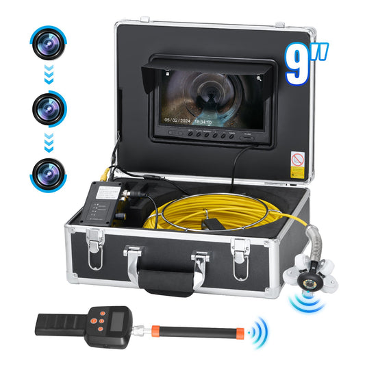 Sewer Camera 98ft Self-Leveling Sewer Camera with 512Hz Locator 36X Zoom