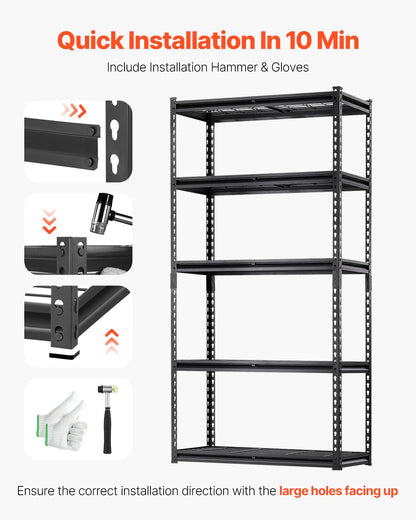 Storage Shelves 5-Tier Adjustable Heavy Duty Garage Shelf 2000 lbs
