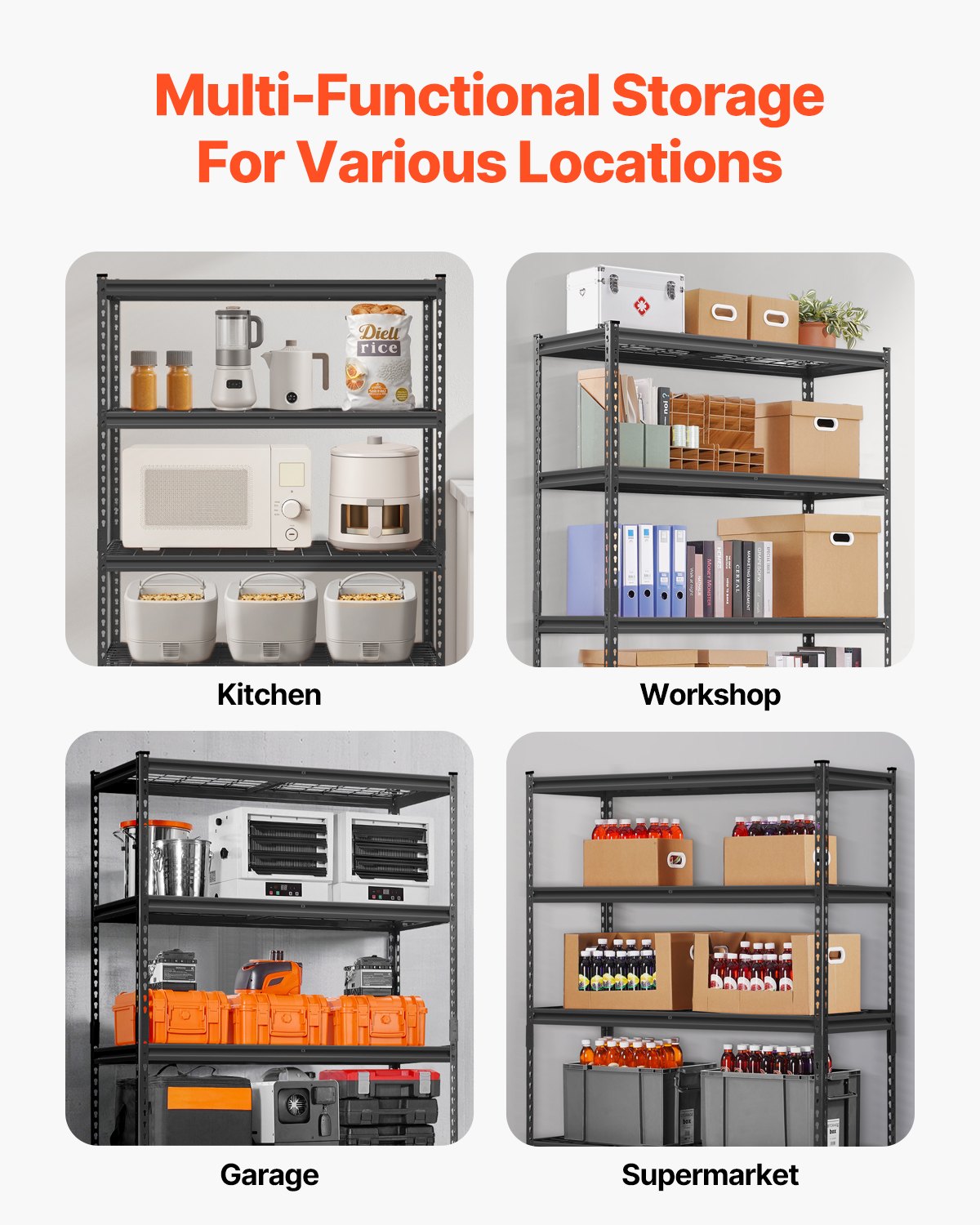 Storage Shelves 5-Tier Adjustable Heavy Duty Garage Shelf 2500 lbs