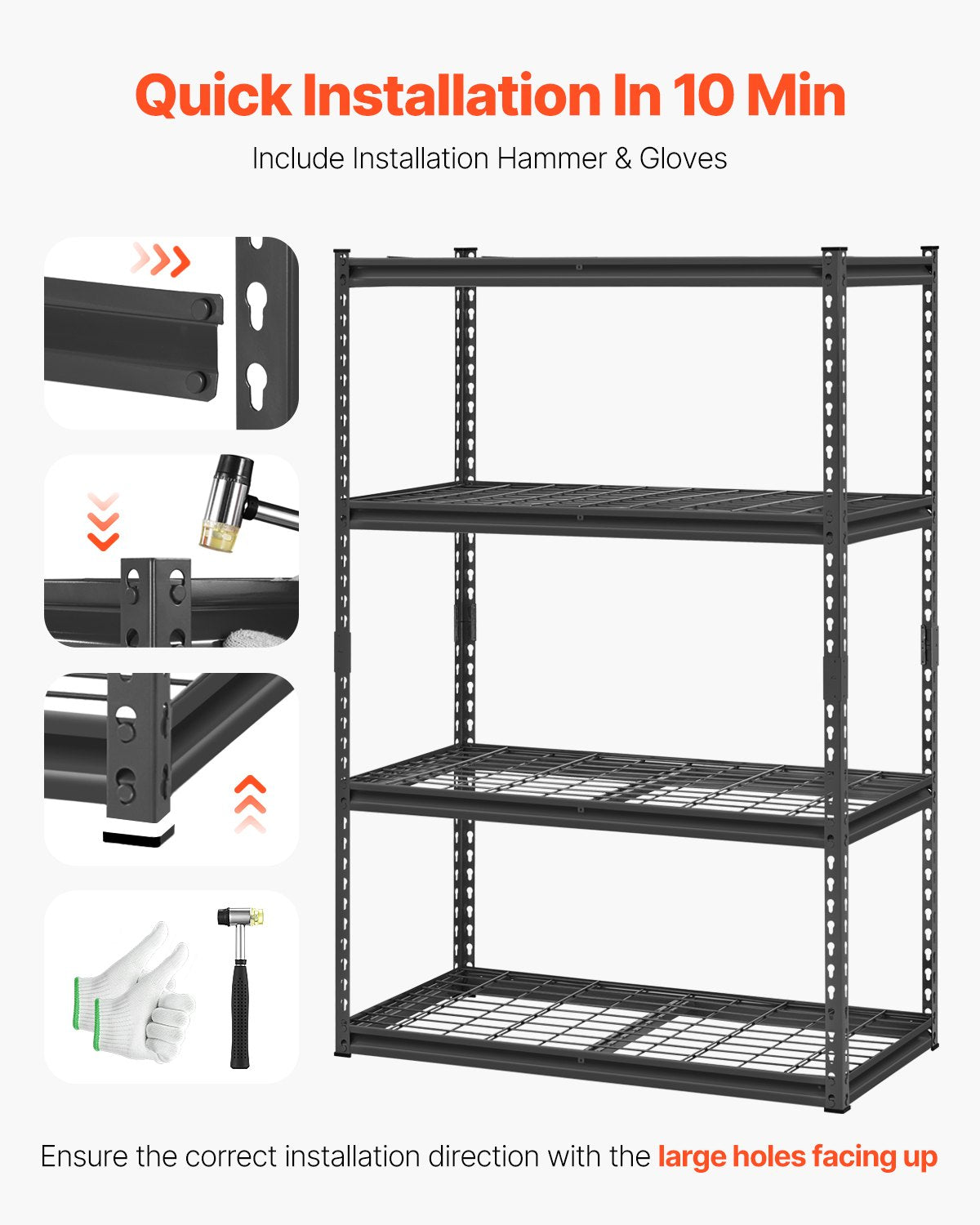Storage Shelves 4-Tier Adjustable Heavy Duty Garage Shelf 2400 lbs