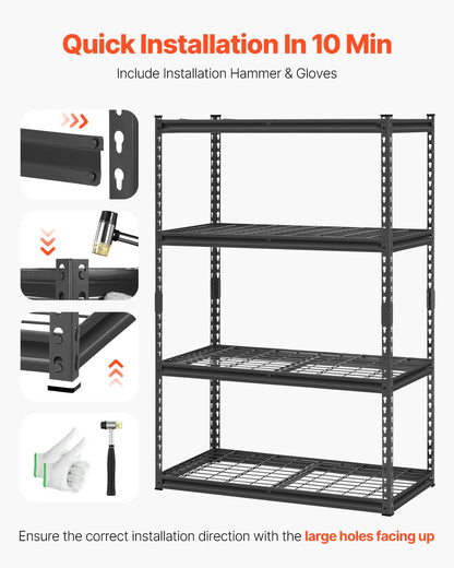 Storage Shelves 4-Tier Adjustable Heavy Duty Garage Shelf 2400 lbs