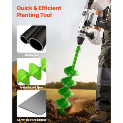 Auger Drill 3.94 x 31.1 Inch Soil Spiral Post Hole Digger Planting Tool