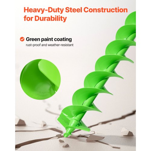 Auger Drill 3.94 x 31.1 Inch Soil Spiral Post Hole Digger Planting Tool
