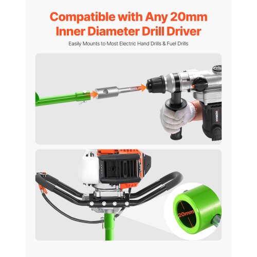 Auger Drill 3.94 x 31.1 Inch Soil Spiral Post Hole Digger Planting Tool