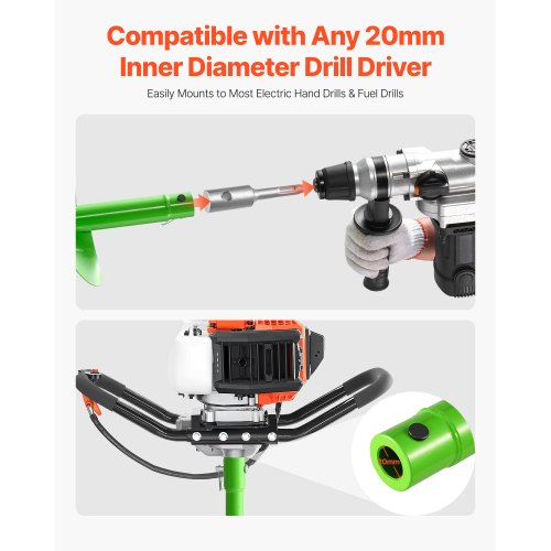 Auger Drill 7.87 x 31.1 Inch Soil Spiral Post Hole Digger Planting Tool