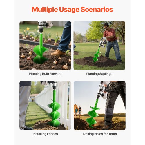 Auger Drill 7.87 x 31.1 Inch Soil Spiral Post Hole Digger Planting Tool