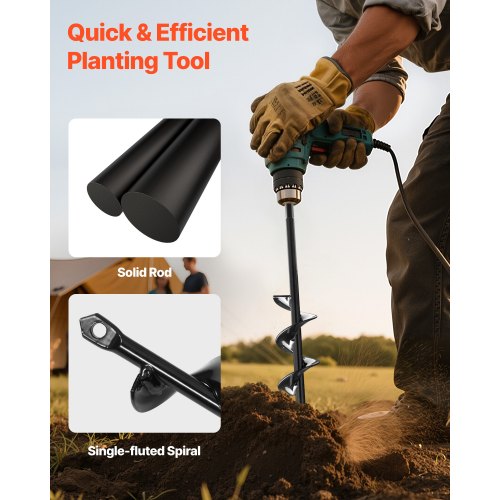 Auger Drill 1.57 x 8.67 Inch Soil Spiral Post Hole Digger Planting Tool