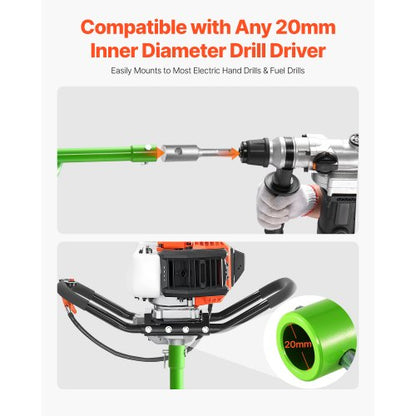 Auger Drill 2.36 x 31.1 Inch Soil Spiral Post Hole Digger Planting Tool
