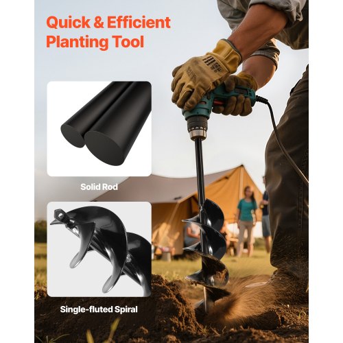 Auger Drill 3.15 x 16.1 Inch Soil Spiral Post Hole Digger Planting Tool