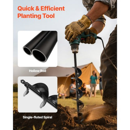 Auger Drill 3.15 x 23.6 Inch Soil Spiral Post Hole Digger Planting Tool