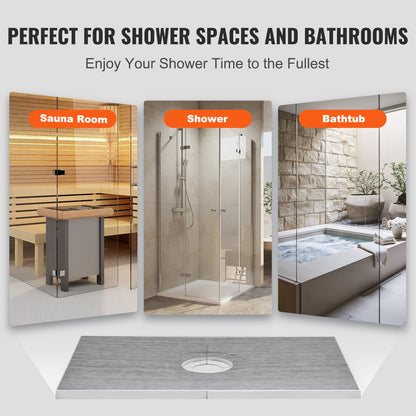 Shower surround kit, 1219x1828 mm shower basket kit with 160 mm central drain, lightweight EPS shower installation kits with 2 waterproof cloths, shower tray tilt rods Suitable for bathrooms