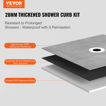 Shower edge kit, 1524x965 mm shower tray kit with 160 mm offset drain, lightweight EPS shower installation kits with 2 waterproof cloths, shower tray tilt rods Suitable for bathrooms
