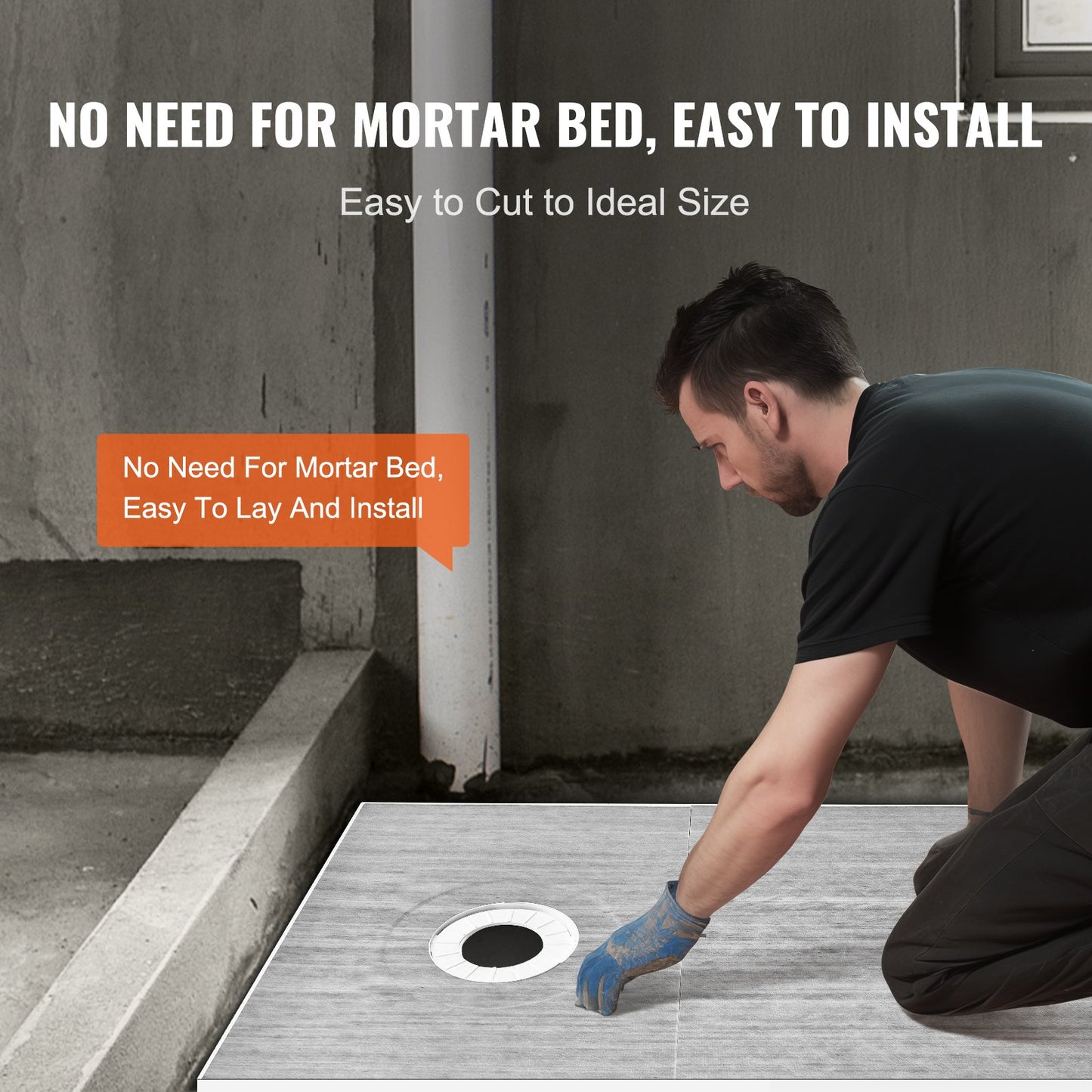 Shower edge kit, 1524x965 mm shower tray kit with 160 mm offset drain, lightweight EPS shower installation kits with 2 waterproof cloths, shower tray tilt rods Suitable for bathrooms
