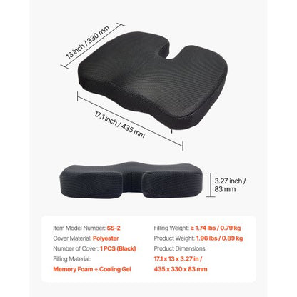 Sitzkissen Kühlendes Gel &amp; Memory Foam Sitzkissen zur Druckentlastung