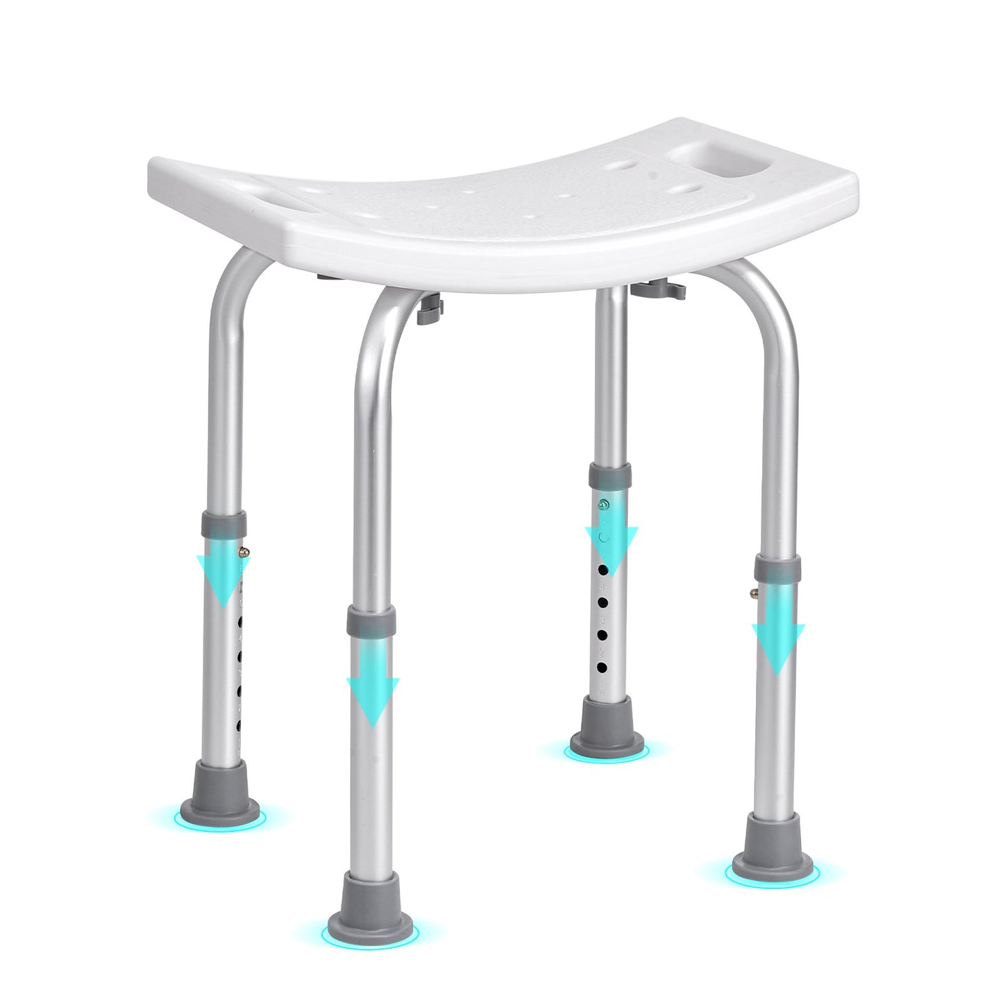 Shower chair, Adjustable height shower stool with built-in handles, Shower seat for indoor shower or bathtub, Non-slip bench Bathtub stool Seat for elderly disabled Handicap, 158.8 kg Capacity