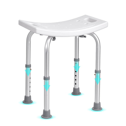 Shower chair, Adjustable height shower stool with built-in handles, Shower seat for indoor shower or bathtub, Non-slip bench Bathtub stool Seat for elderly disabled Handicap, 158.8 kg Capacity
