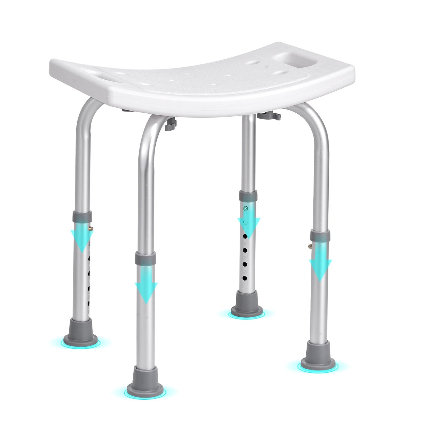 Shower chair, Adjustable height shower stool with built-in handles, Shower seat for indoor shower or bathtub, Non-slip bench Bathtub stool Seat for elderly disabled Handicap, 158.8 kg Capacity