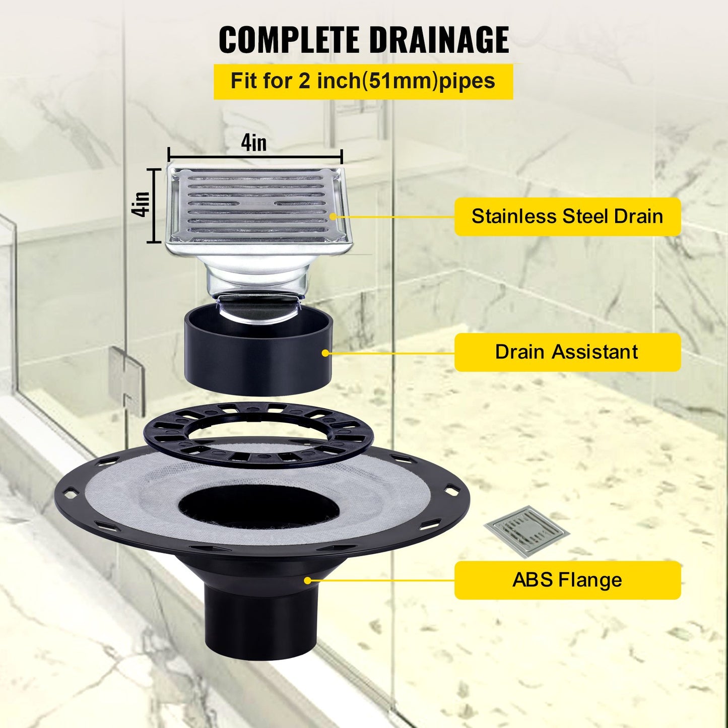 Waterproofing Shower Kit Shower Kit Bricka 38''x60'' med Offset Drain ABS
