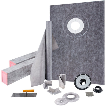 Waterproofing Shower Kit Shower Kit Bricka 38''x60'' med Offset Drain ABS