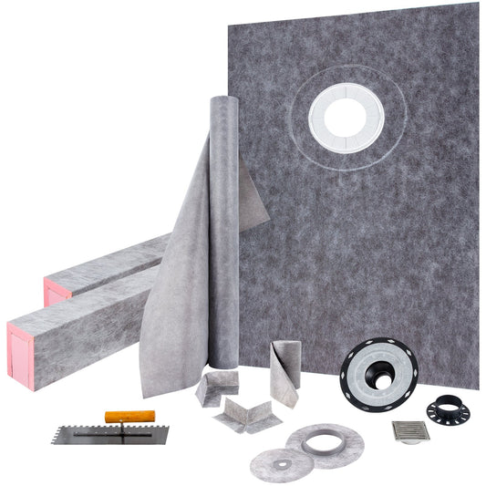 Waterproofing Shower Kit Shower Kit Bricka 38''x60'' med Offset Drain ABS