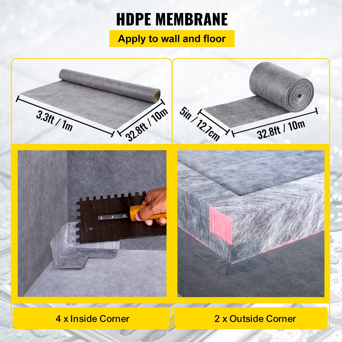 Waterproofing Shower Kit Shower Kit Bricka 38''x60'' med centralt avlopp PVC
