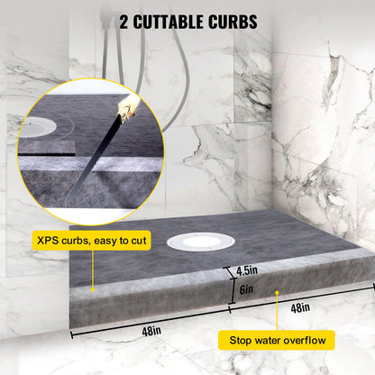 Waterproofing Shower Kit Shower Kit Bricka 48''x72'' med centralt avlopp ABS