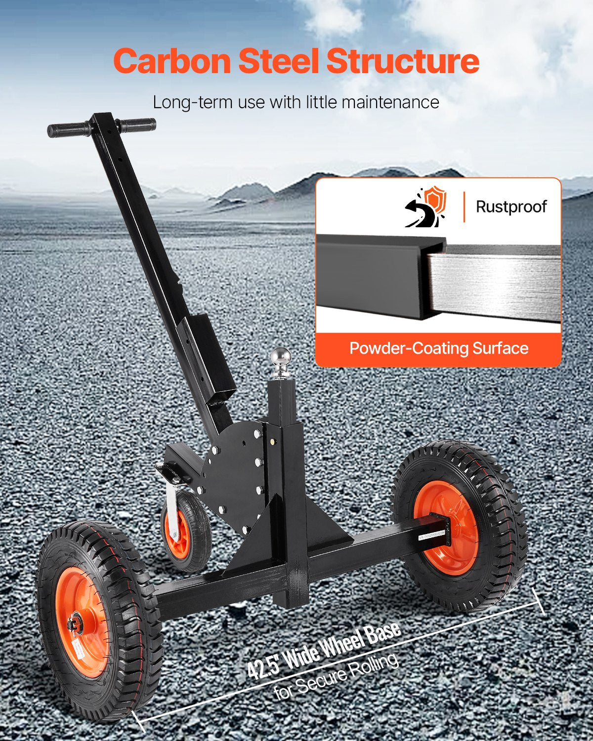 1500lbs 2-in-1 Trailer Dolly 22 and 26 in Adjustable Height 2-inch Ball with Wheels