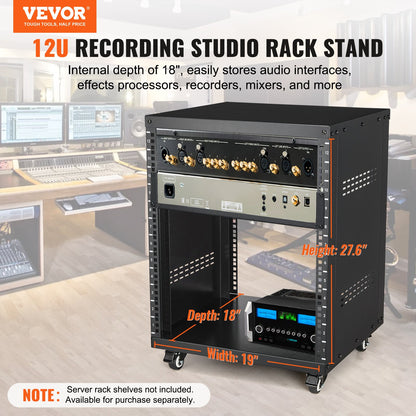 12U AV Rack Stativ 500 lbs Kapacitet Nätverk Stereo Recording Studio Rack