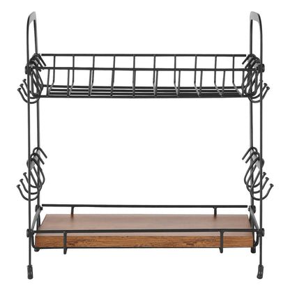 2-Tier Countertop Coffee Bar Organizer with 12 Movable Hooks Cup Holder