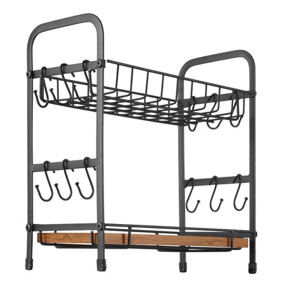 2-Tier Countertop Coffee Bar Organizer with 12 Movable Hooks Cup Holder