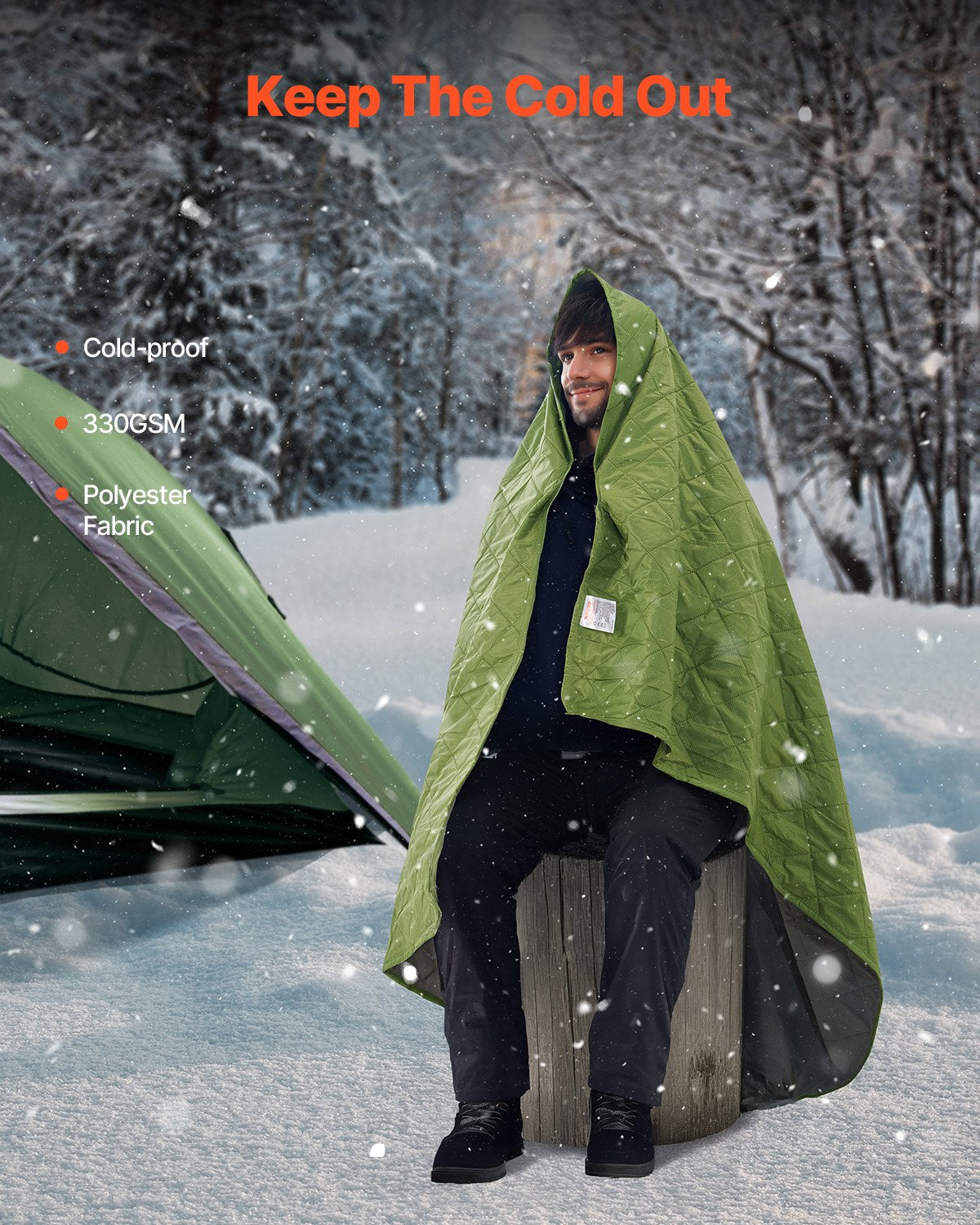 Campingfilt 82" x 55" Warm Stadium Filt 330GSM Outdoor Travel