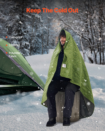 Campingfilt 82" x 55" Warm Stadium Filt 330GSM Outdoor Travel