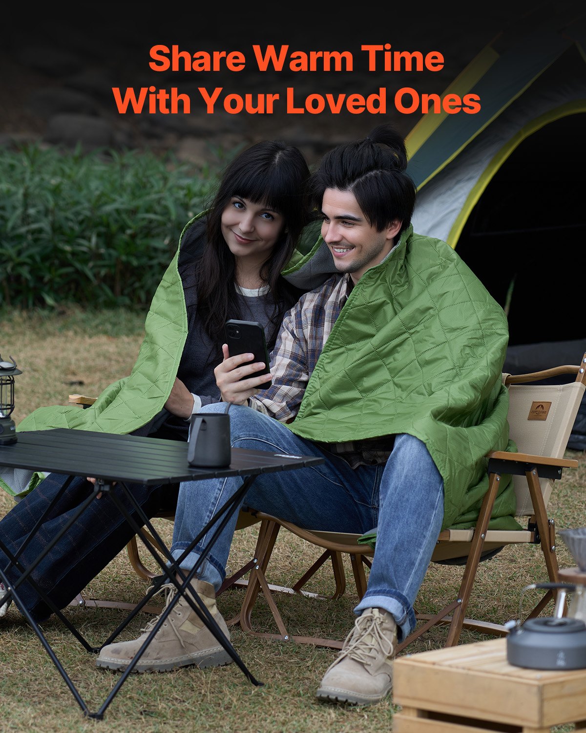 Campingfilt 82" x 55" Warm Stadium Filt 330GSM Outdoor Travel