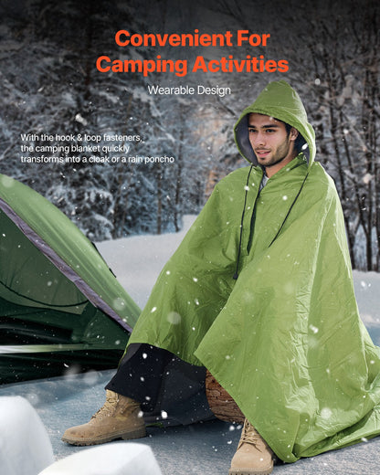 Campingfilt 79" x 59" Bärbar varm stadionfilt utomhus ljusgrön