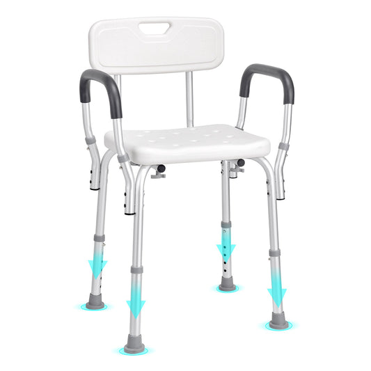 Shower Chair, Shower Seat with Back, Shower Stool with Adjustable Height, Shower Chair for Indoor Shower Tub, Non-Slip Bathroom Bench Bath Chair for Elderly Disabled Handicap, 158.8 kg Capacity