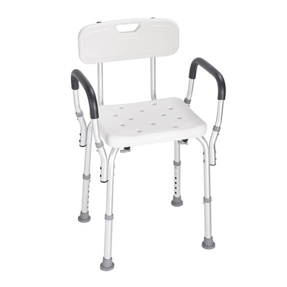 Shower Chair, Shower Seat with Back, Shower Stool with Adjustable Height, Shower Chair for Indoor Shower Tub, Non-Slip Bathroom Bench Bath Chair for Elderly Disabled Handicap, 158.8 kg Capacity