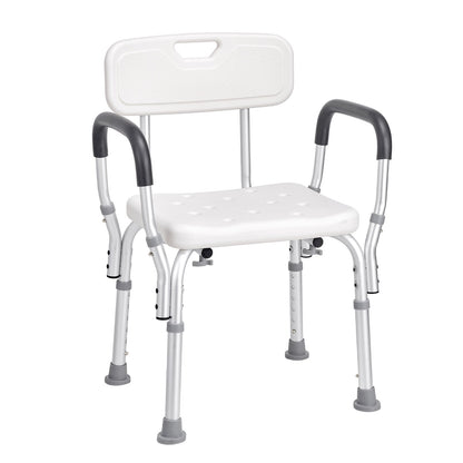 Shower Chair, Shower Seat with Back, Shower Stool with Adjustable Height, Shower Chair for Indoor Shower Tub, Non-Slip Bathroom Bench Bath Chair for Elderly Disabled Handicap, 158.8 kg Capacity