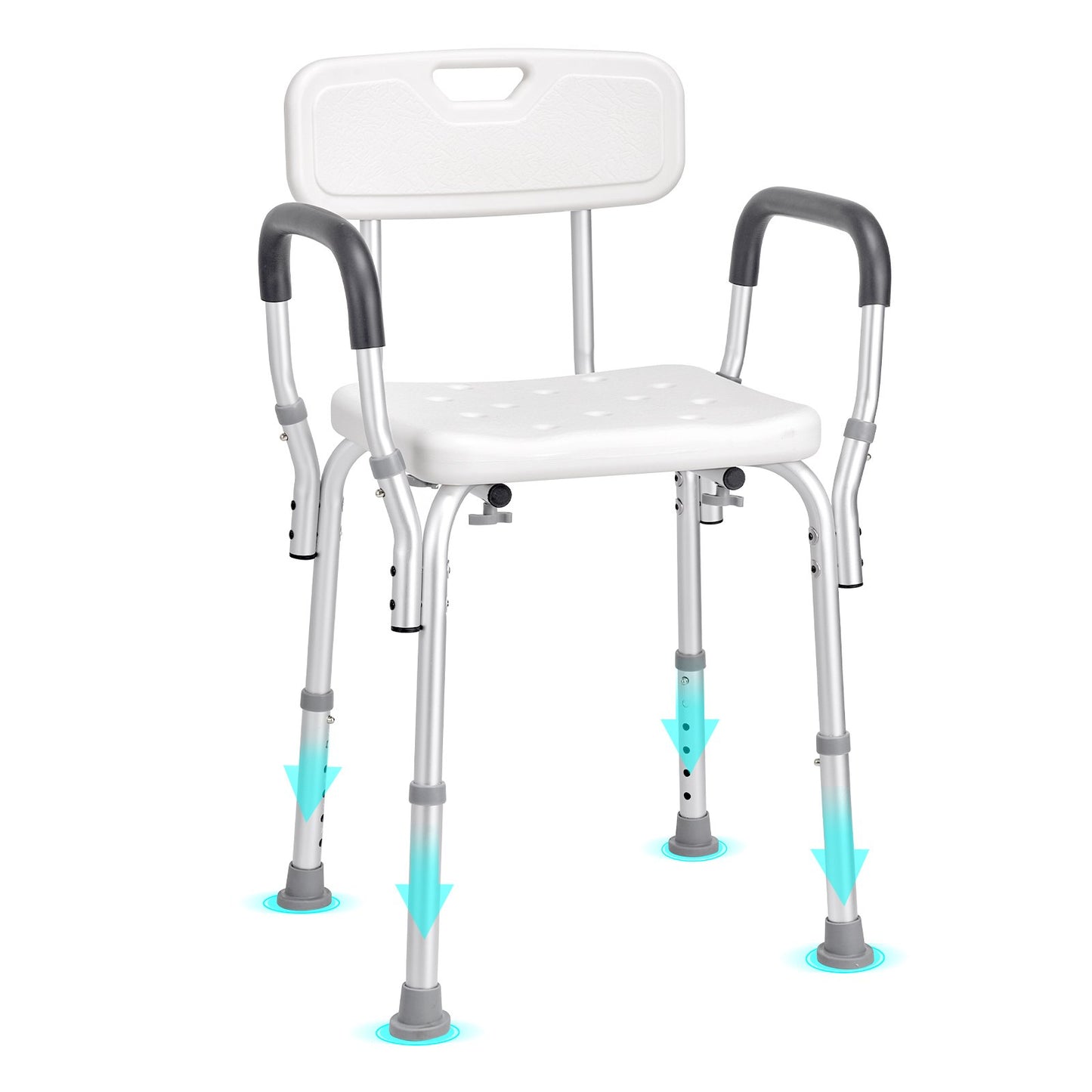 Shower Chair, Shower Seat with Back, Shower Stool with Adjustable Height, Shower Chair for Indoor Shower Tub, Non-Slip Bathroom Bench Bath Chair for Elderly Disabled Handicap, 158.8 kg Capacity