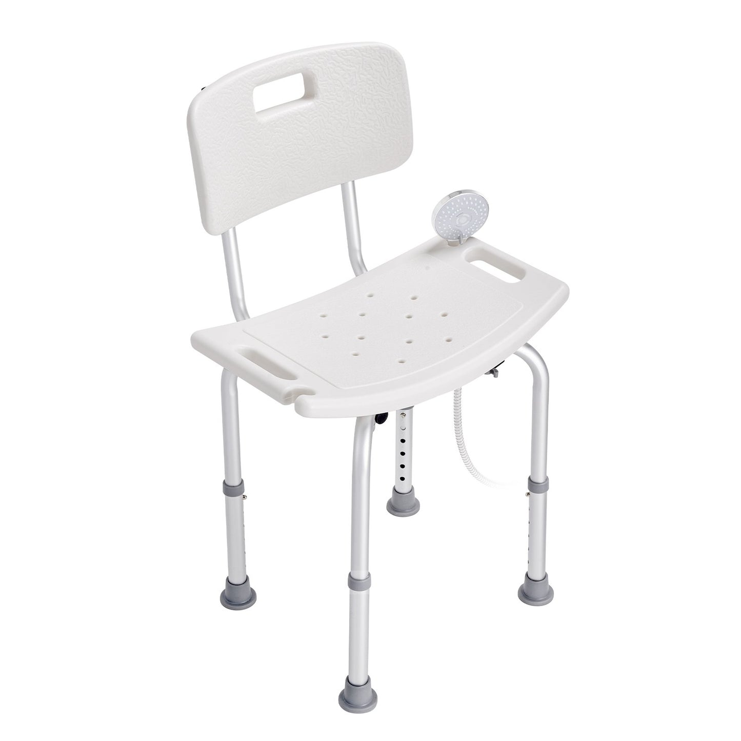 Shower Chair, Shower Seat with Back, Shower Stool with Adjustable Height, Shower Chair for Indoor Shower Tub, Non-Slip Bathroom Bench Bath Chair for Elderly Disabled Handicap, 158.8 kg Capacity