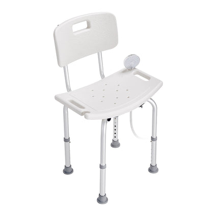 Shower Chair, Shower Seat with Back, Shower Stool with Adjustable Height, Shower Chair for Indoor Shower Tub, Non-Slip Bathroom Bench Bath Chair for Elderly Disabled Handicap, 158.8 kg Capacity