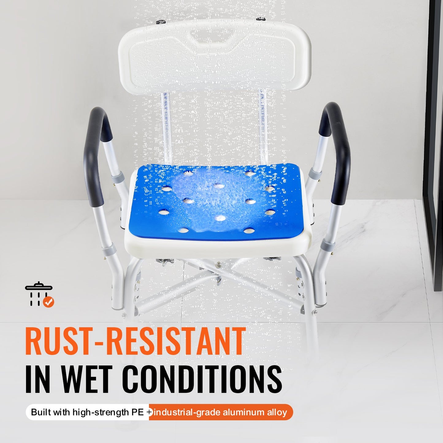 400lbs Shower Chair Bathtub Bench Arms Back Adjustable Height for Inside Bathtub